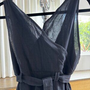 Sleeveless Black Cotton Jumpsuit:  NEW